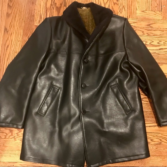 Vintage Other - Leather Winter Jacket W/ Gorgeous Green Lining